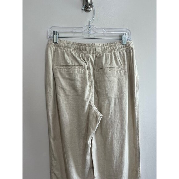 Est 1946 Cato Linen Blend Wide Leg Pant Womens Small Khaki Elastic Waist Pockets - Picture 4 of 9